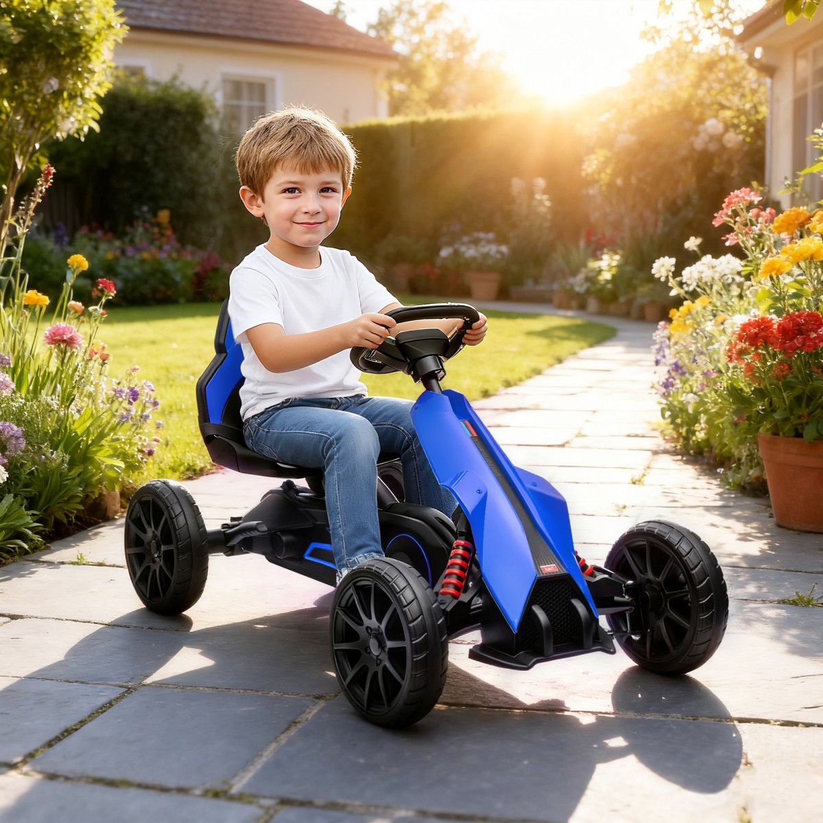 Go Kart Pedal Go Kart Reverse and Forward Gear, για παιδιά από 3 έως 8 ετών, μπλε