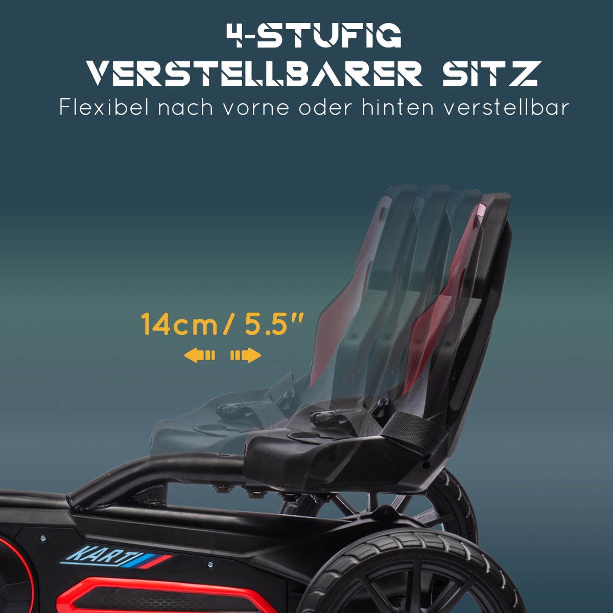 Go Kart Pedal Go Kart Reverse and Forward Gear, για παιδιά από 3 έως 8 ετών, κόκκινο