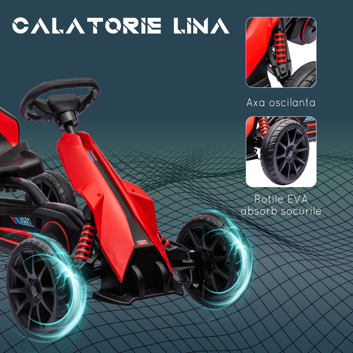Go Kart Pedal Go Kart Reverse and Forward Gear, για παιδιά από 3 έως 8 ετών, κόκκινο