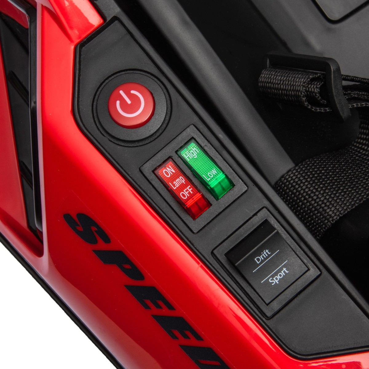 Καρτ για παιδιά, ηλεκτρικό καρτ με κόρνα και λειτουργία μουσικής, ρυθμιζόμενο κάθισμα, έως 12 km/h, πλαστικό, μεταλλικό, κόκκινο