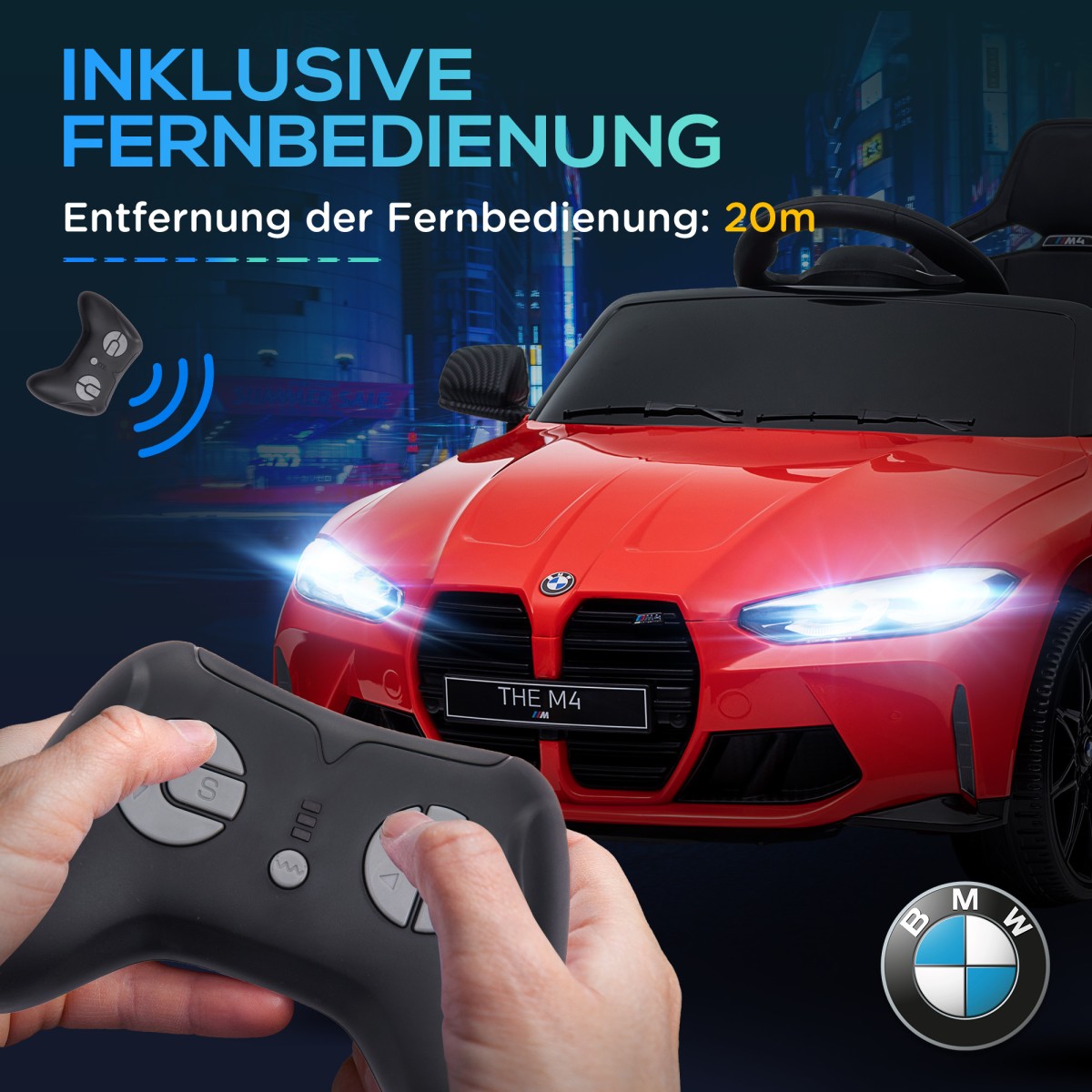 Ηλεκτρικό παιδικό αυτοκίνητο BMW M4, ήχος & φως, 3-5 km/h, με τηλεχειριστήριο, για 3-5 χρόνια, κόκκινο