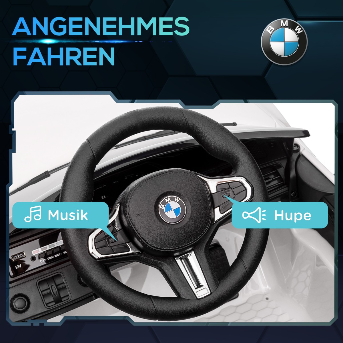 Ηλεκτρικό παιδικό αυτοκίνητο BMW M4, ήχος & φως, 3-5 km/h με τηλεχειριστήριο, για 3-5 χρόνια, λευκό