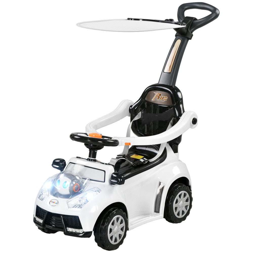 Αυτοκίνητο 2 σε 1, αφαιρούμενη κορυφή, φώτα, μουσική, κόρνα, πλαστικό και μέταλλο, 96 x 39 x 90 cm, λευκό/μαύρο