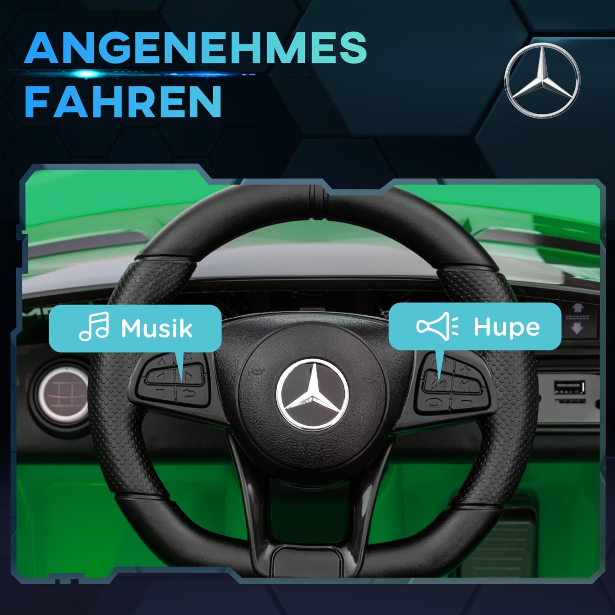 Ηλεκτρικό παιδικό, Mercedes, 3-5 km/h, τηλεχειριστήριο, φως & μουσική, πράσινο