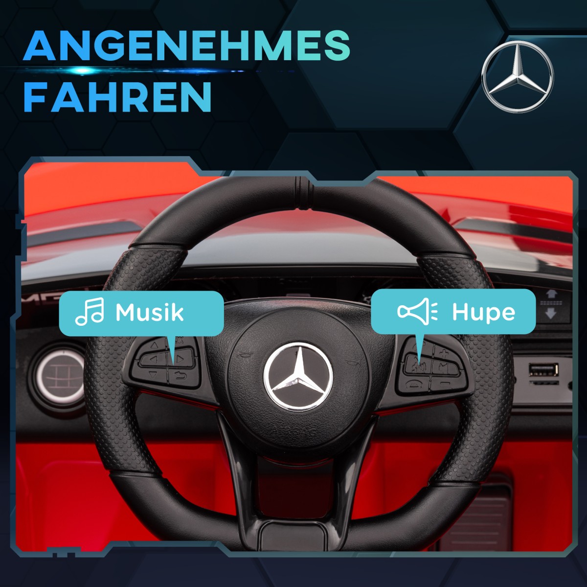 Ηλεκτρικό παιδικό, Mercedes, 3-5 km/h, τηλεχειριστήριο, φως & μουσική, κόκκινο