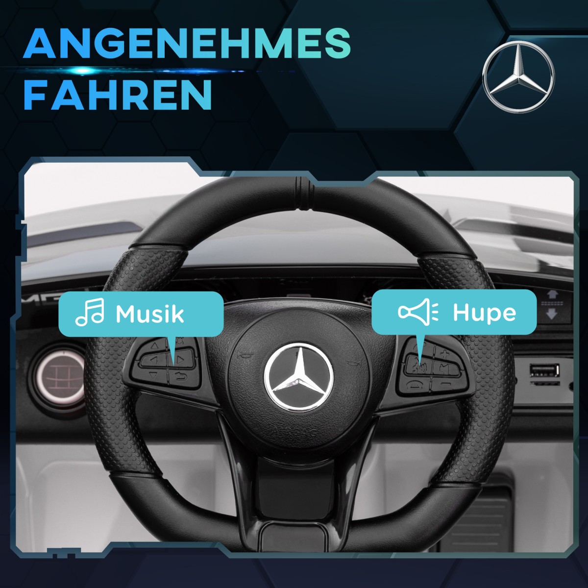 Ηλεκτρικό παιδικό, Mercedes, 3-5 km/h, τηλεχειριστήριο, φως & μουσική, λευκό