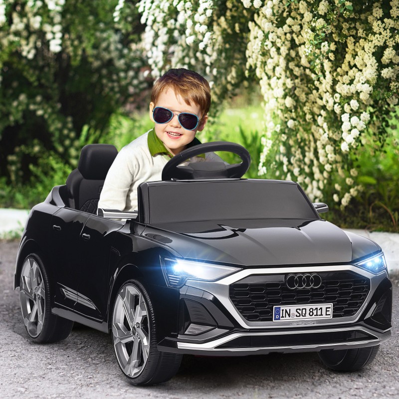 Ηλεκτρικό παιδικό αυτοκίνητο, 12V Audi Q8, 3-5 km/h, τηλεχειριστήριο, προβολείς, μουσική, μαύρο