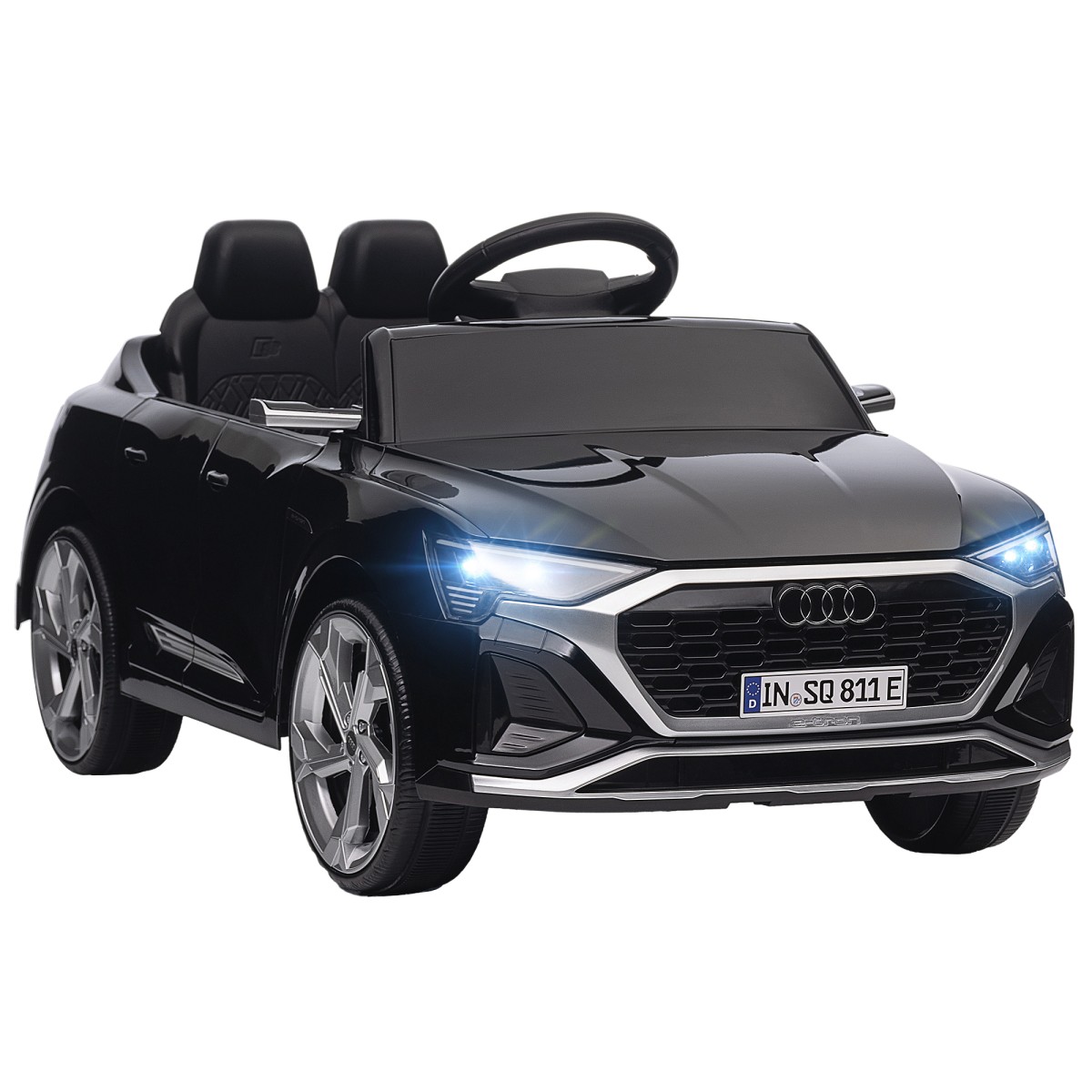 Ηλεκτρικό παιδικό αυτοκίνητο, 12V Audi Q8, 3-5 km/h, τηλεχειριστήριο, προβολείς, μουσική, μαύρο