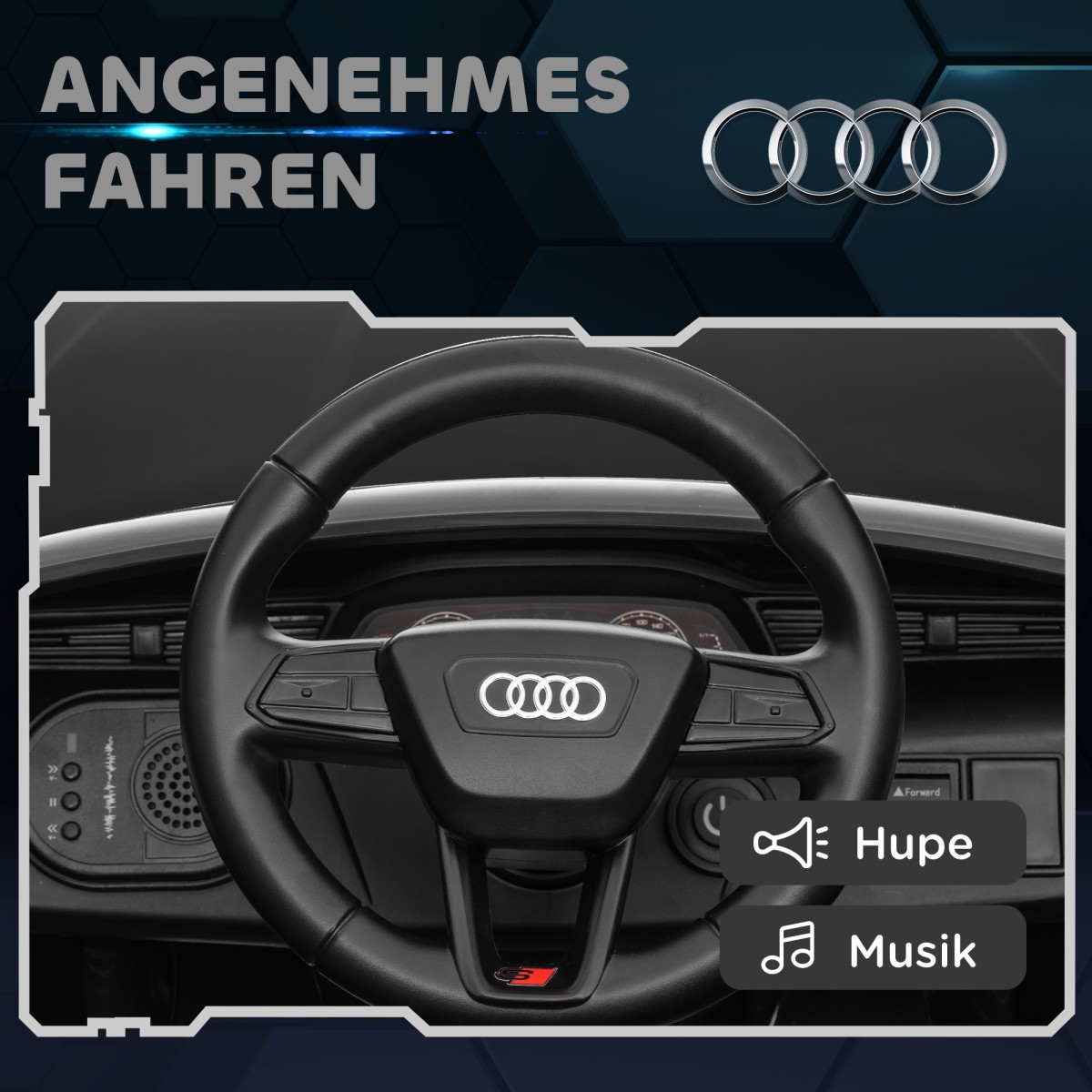 Ηλεκτρικό παιδικό αυτοκίνητο, 12V Audi Q8, 3-5 km/h, τηλεχειριστήριο, προβολείς, μουσική, μαύρο