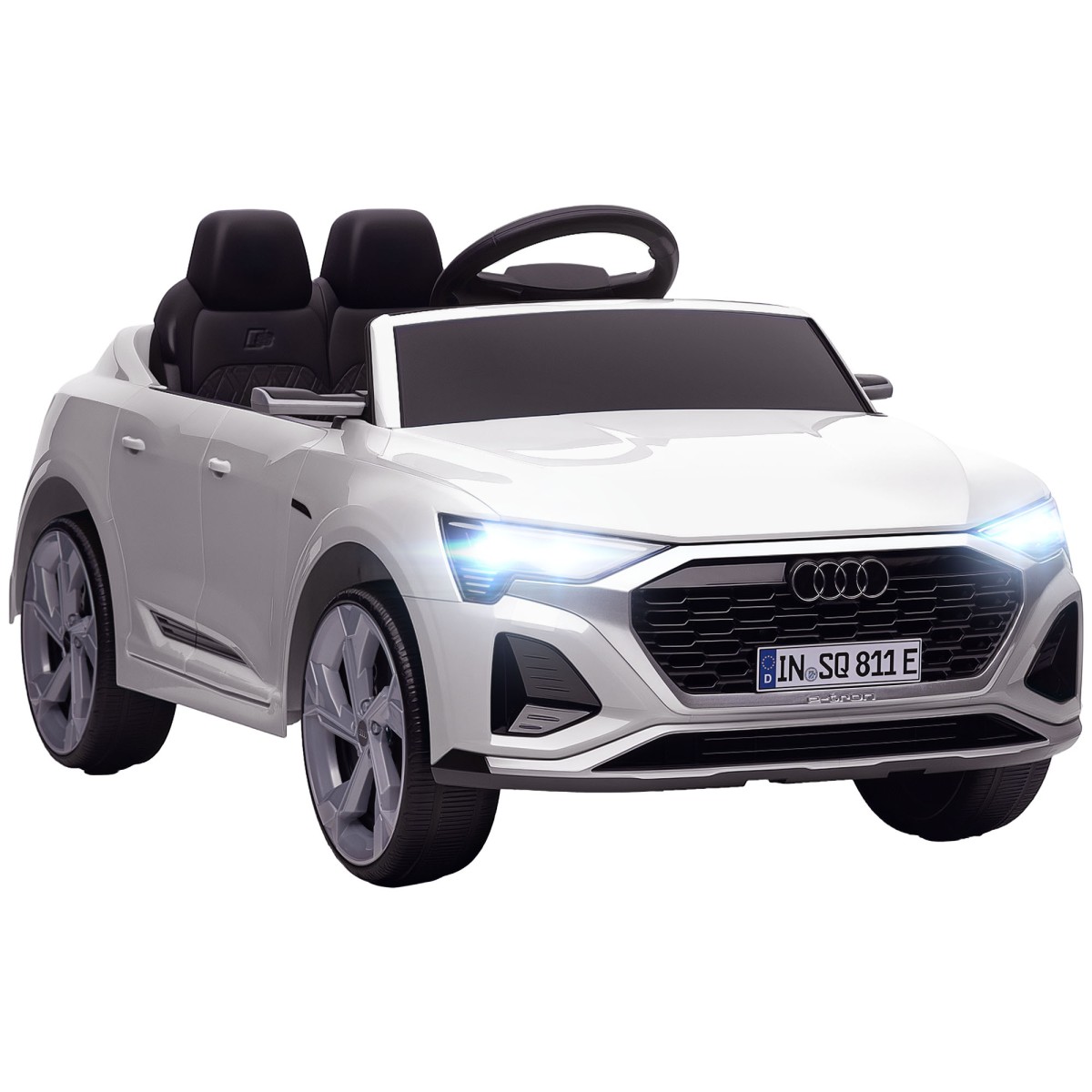 Ηλεκτρικό παιδικό αυτοκίνητο, 12V Audi Q8, 3-5 km/h, τηλεχειριστήριο, προβολείς, μουσική, λευκό