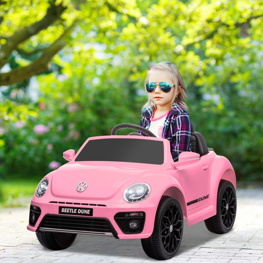 Ηλεκτρικό παιδικό όχημα, VW Beetle, 3-5 χλμ./ώρα, με τηλεχειριστήριο & μουσική, ροζ