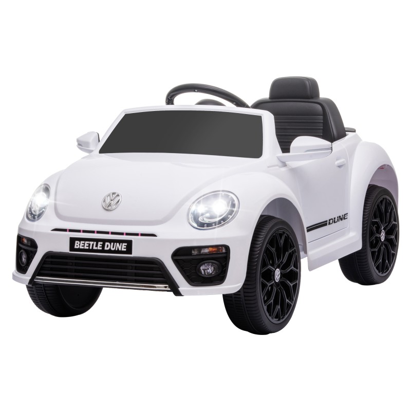 Ηλεκτρικό παιδικό όχημα, VW Beetle, 3-5 km/h, με τηλεχειριστήριο & μουσική, λευκό
