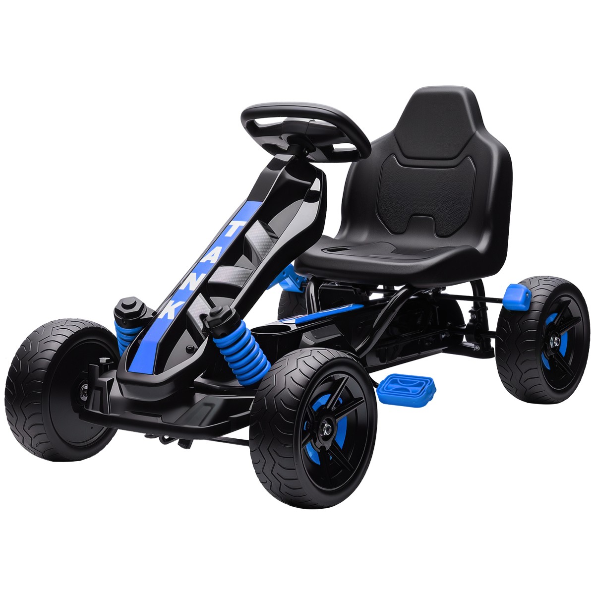 Go Kart με Πεντάλ, Πεντάλ Αυτοκίνητο για Παιδιά με Φρένο, Αντιολισθητικές Ζάντες, Μεταλλικό Σκελετός, 3-6 ετών, Μπλε