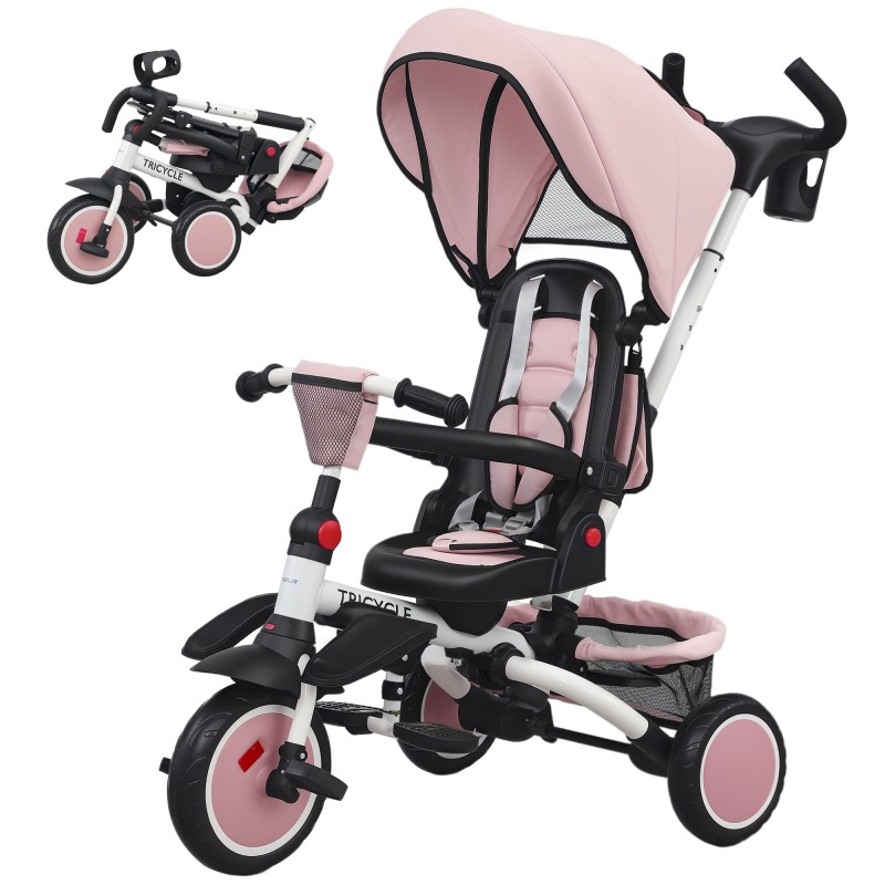 Παιδικό τρίκυκλο, 6 σε 1 Buggy για νήπια, με λαβή ώθησης, ρυθμιζόμενο κάθισμα, αναδιπλούμενο σχέδιο, δίχτυ ασφαλείας