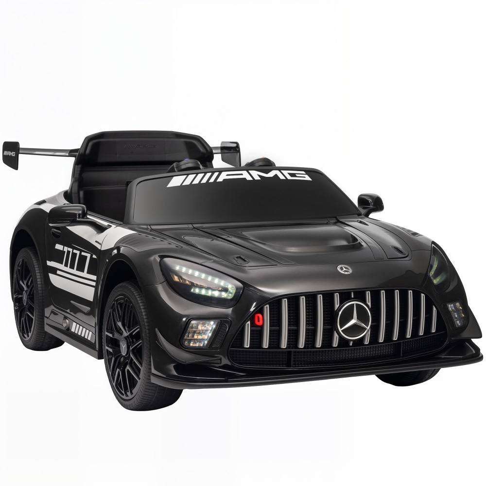 Ηλεκτρικό αυτοκίνητο Mercedes, παιδικό αυτοκίνητο, μπαταρία 12V, φώτα LED, λειτουργία μουσικής, κόρνα, 3-8 ετών, μαύρο