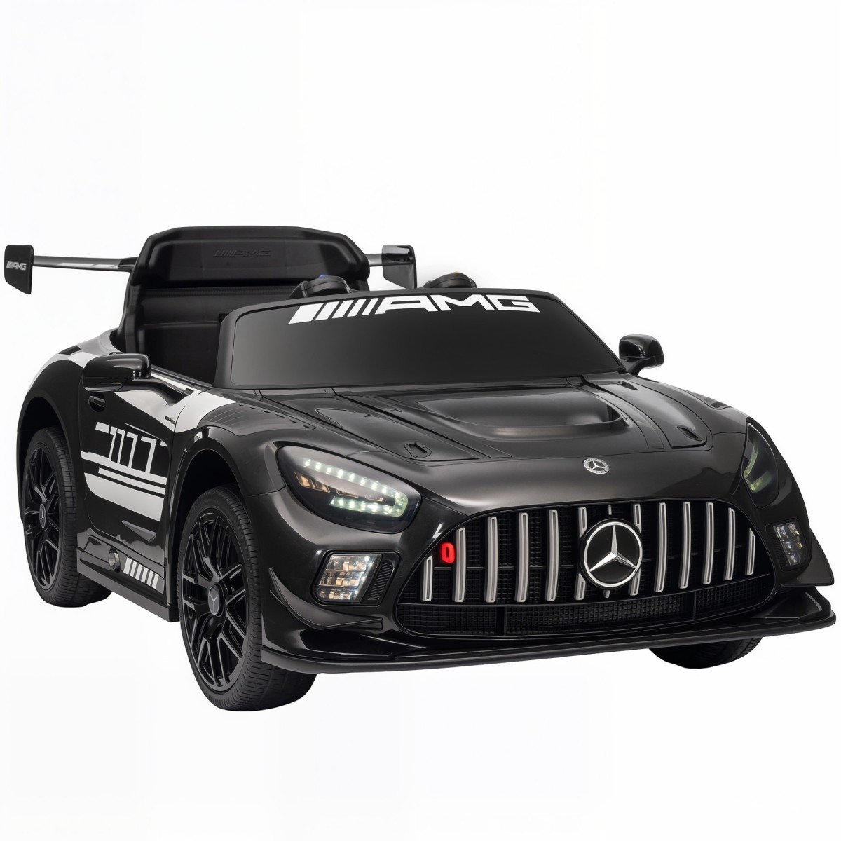 Ηλεκτρικό αυτοκίνητο Mercedes, παιδικό αυτοκίνητο, μπαταρία 12V, φώτα LED, λειτουργία μουσικής, κόρνα, 3-8 ετών, μαύρο