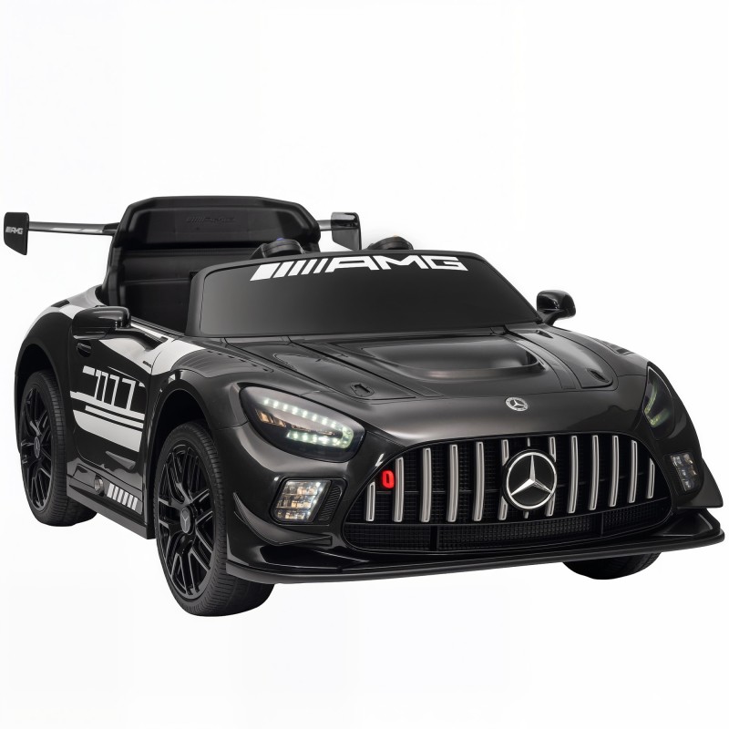 Ηλεκτρικό αυτοκίνητο Mercedes, παιδικό αυτοκίνητο, μπαταρία 12V, φώτα LED, λειτουργία μουσικής, κόρνα, 3-8 ετών, μαύρο