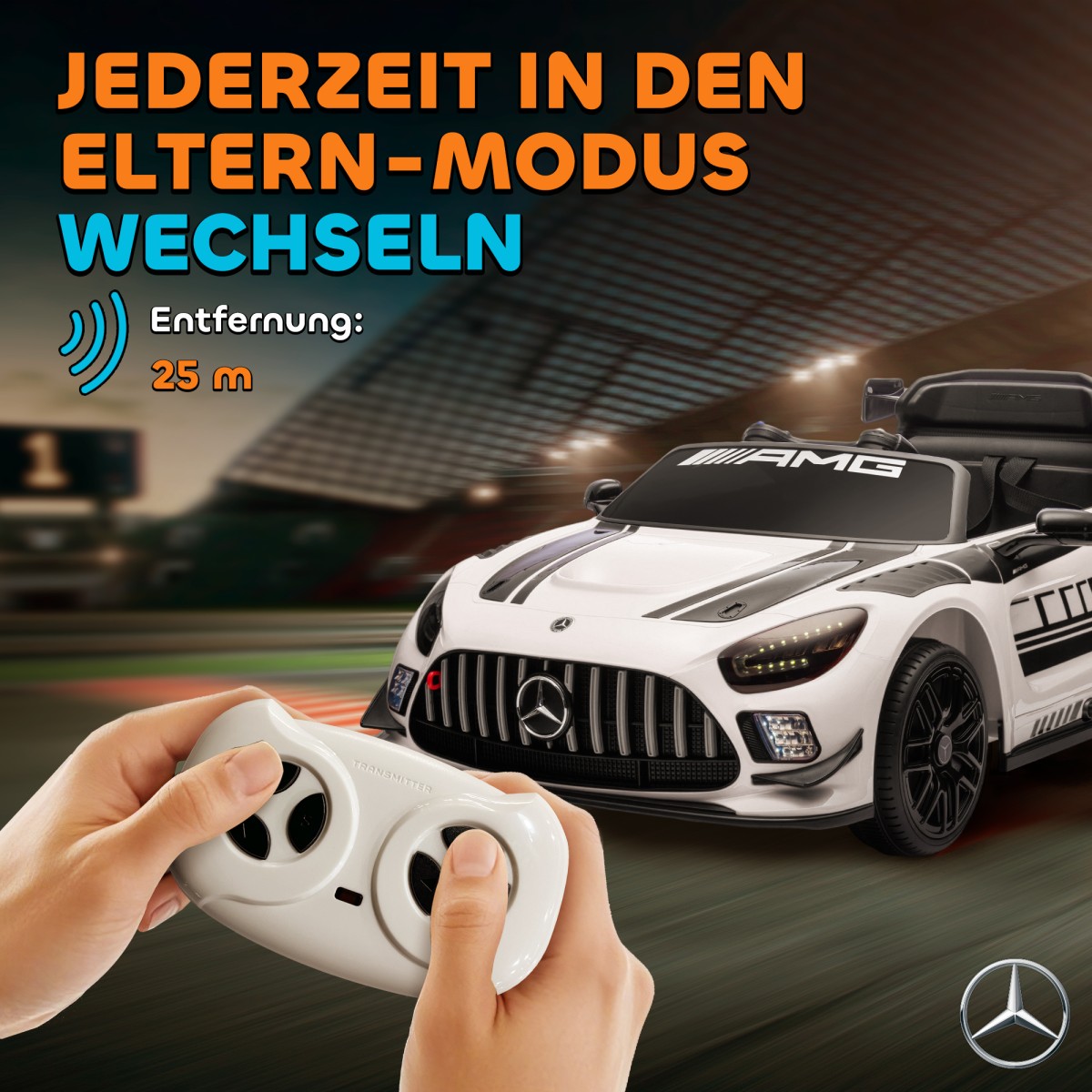 Ηλεκτρικό αυτοκίνητο Mercedes, αυτοκίνητο για παιδιά, μπαταρία 12V, φώτα LED, λειτουργία μουσικής, κόρνα, 3-8 ετών, λευκό