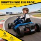 24V Electric Go Kart, Drift Mode, Ρυθμιζόμενο Κάθισμα, Ζώνη Ασφαλείας 5 Σημείων, Λειτουργία Μουσικής, 6-12 Years Blue