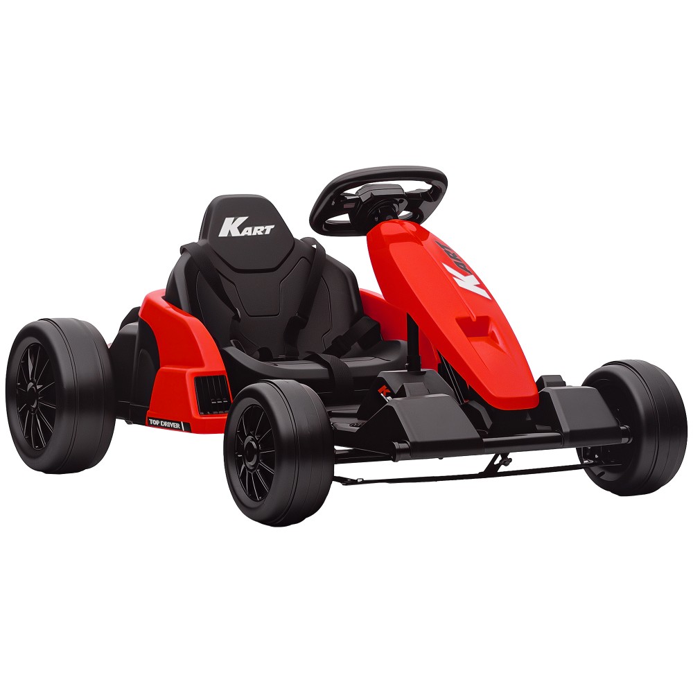 24V Electric Go Kart, Drift Mode, Ρυθμιζόμενο Κάθισμα, Ζώνη Ασφαλείας 5 Σημείων, Λειτουργία Μουσικής, Κόρνα, 6-12 ετών Κόκκινο