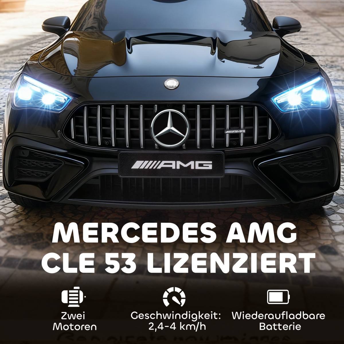 Παιδικό ηλεκτρικό αυτοκίνητο, σχέδιο Mercedes, μοτέρ 12V, τηλεχειριστήριο, φώτα LED, μουσική, για παιδιά 3-6 ετών, μαύρο