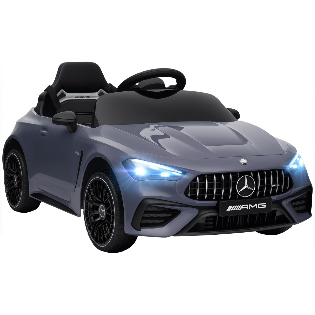 Παιδικό ηλεκτρικό αυτοκίνητο, σχέδιο Mercedes, μοτέρ 12V, τηλεχειριστήριο, φώτα LED, μουσική, για παιδιά 3-6 ετών, γκρι