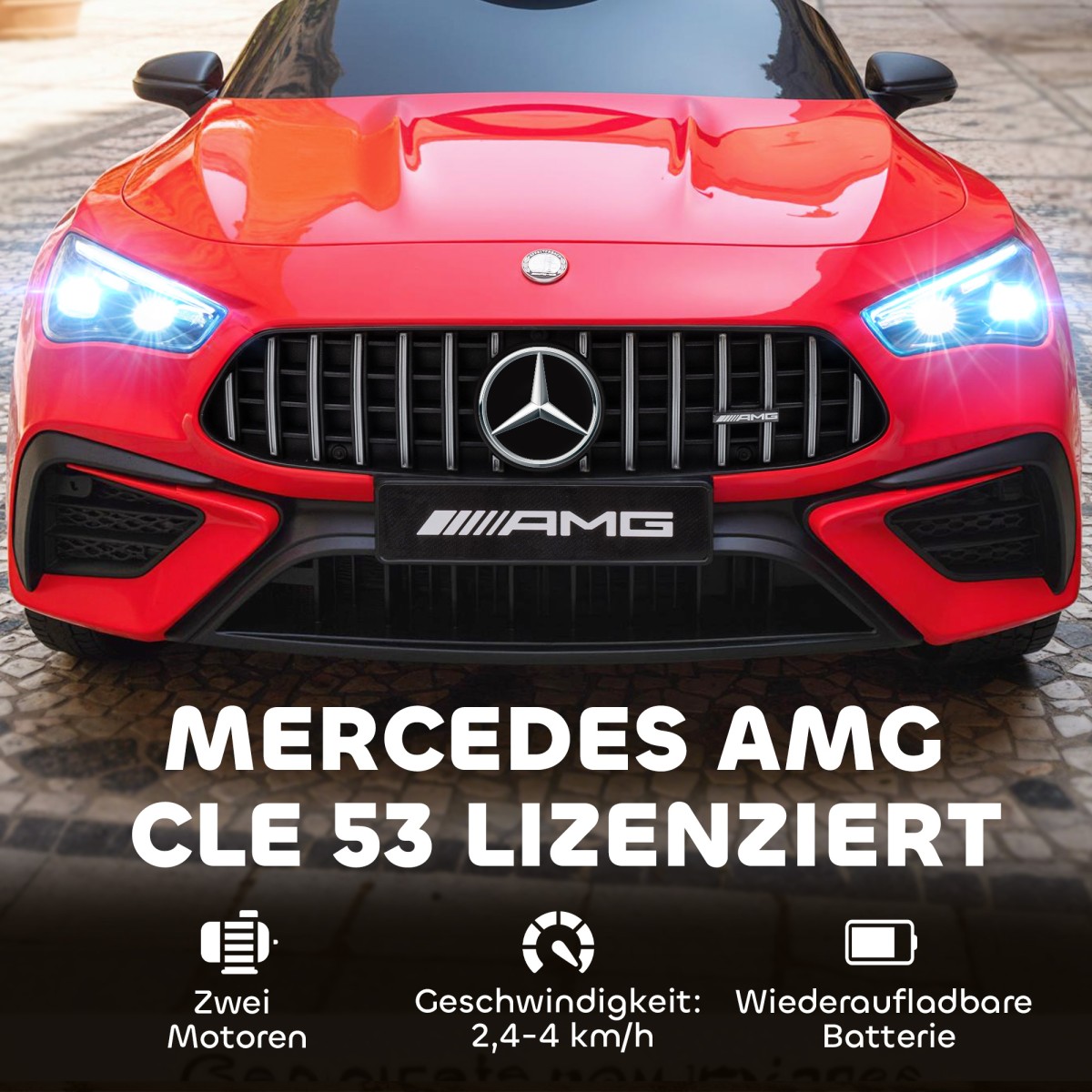 Παιδικό ηλεκτρικό αυτοκίνητο, σχέδιο Mercedes, μοτέρ 12V, τηλεχειριστήριο, φώτα LED, μουσική, για παιδιά 3-6 ετών, κόκκινο