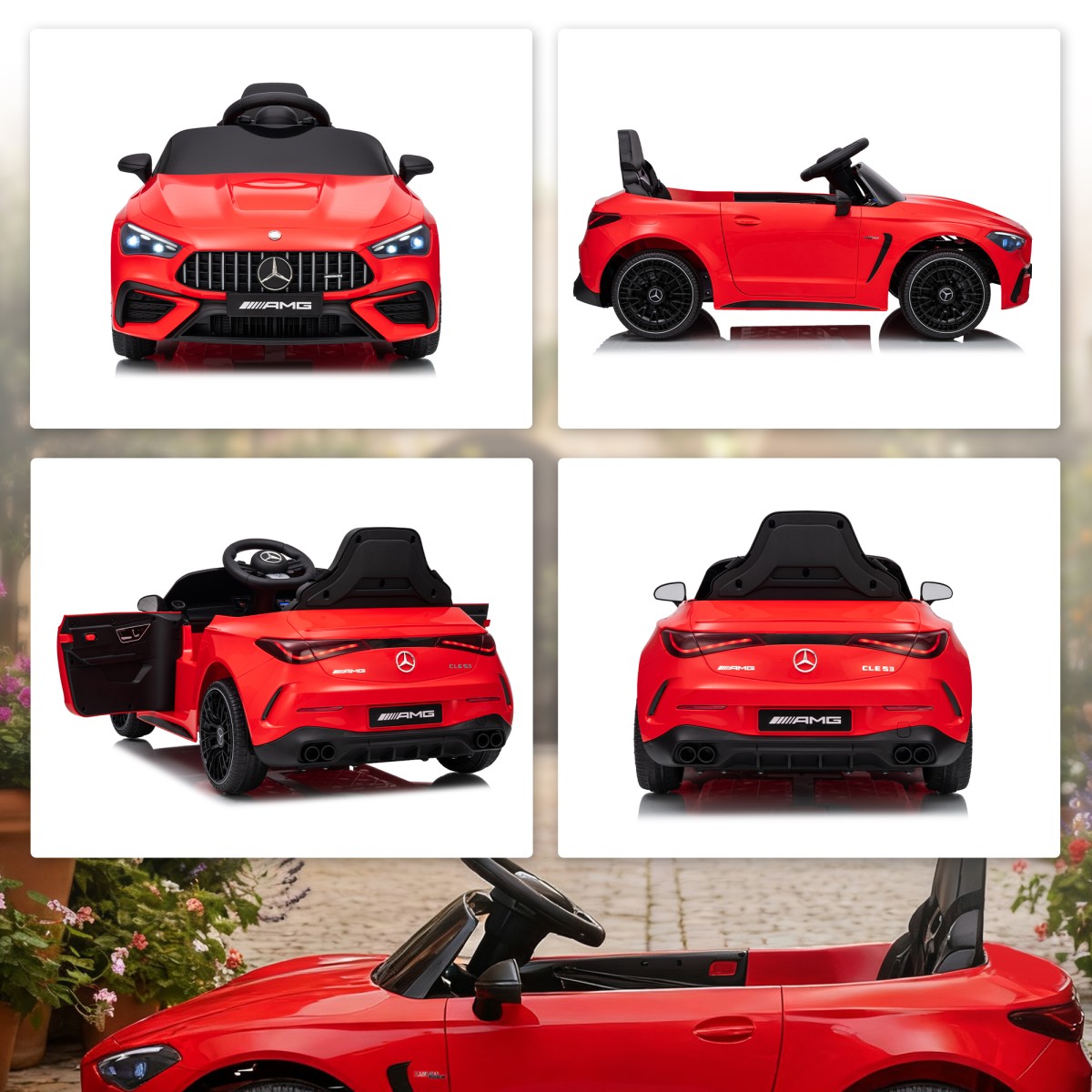 Παιδικό ηλεκτρικό αυτοκίνητο, σχέδιο Mercedes, μοτέρ 12V, τηλεχειριστήριο, φώτα LED, μουσική, για παιδιά 3-6 ετών, κόκκινο