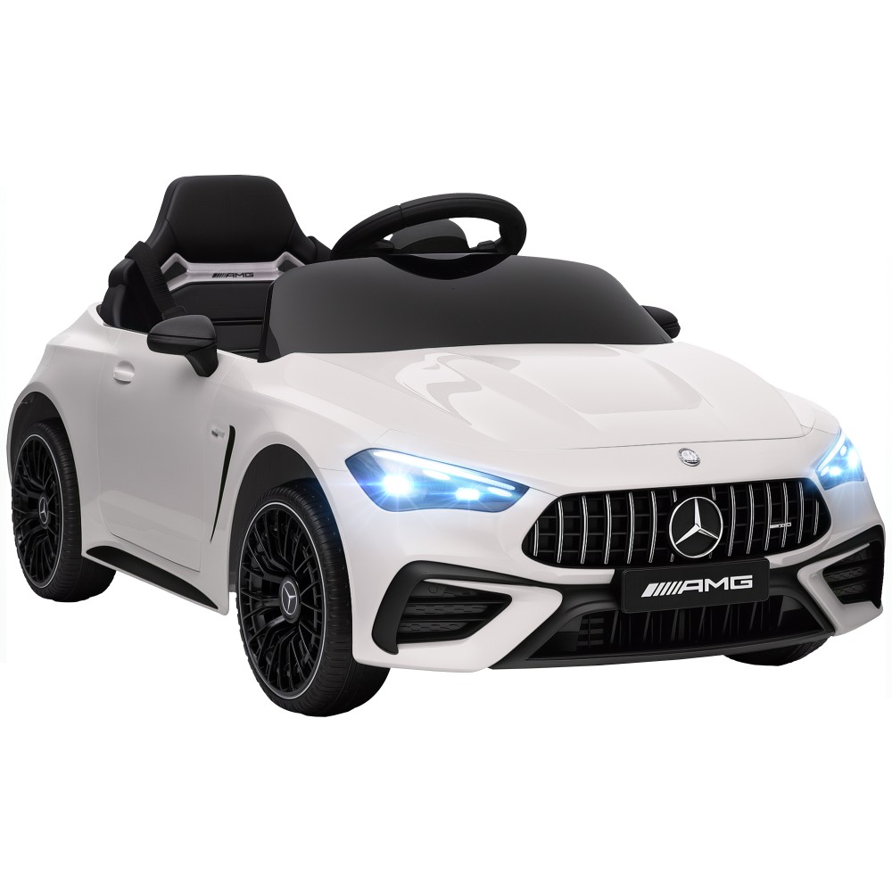 Παιδικό ηλεκτρικό αυτοκίνητο, σχέδιο Mercedes, μοτέρ 12V, τηλεχειριστήριο, φώτα LED, μουσική, για παιδιά 3-6 ετών, λευκό