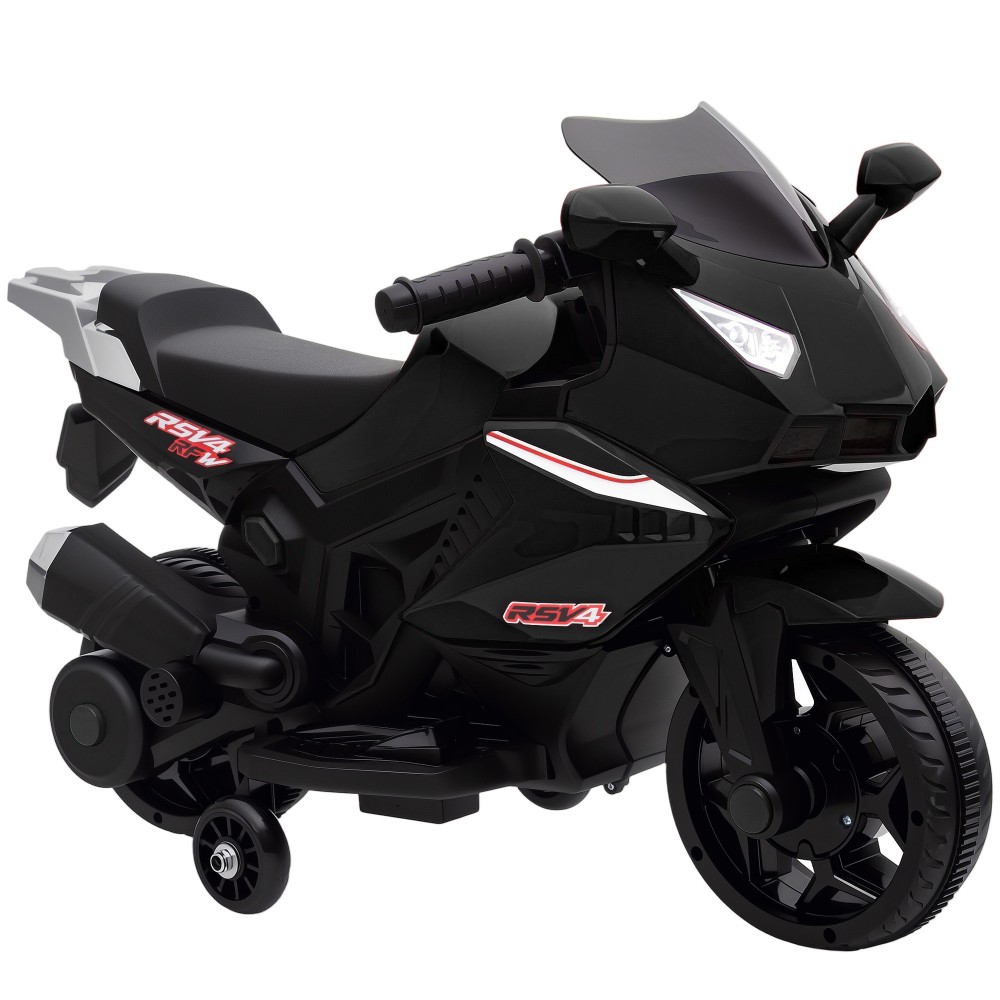 Ηλεκτρική μοτοσυκλέτα για παιδιά, κόρνα, προβολέας, λειτουργία μουσικής, 2,5 km/h, μαύρο