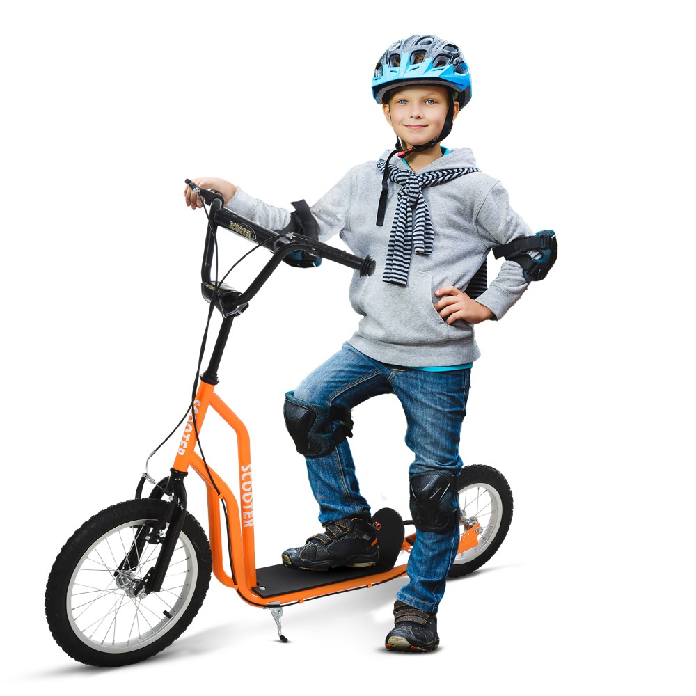 Παιδικό σκούτερ από 5 ετών scooter city scooter παιδικό σκούτερ kickboard με ελαστικά πεπιεσμένου αέρα 16/12 ιντσών πορτοκαλί 135 x 58 x 88-94 cm