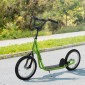 Παιδικό σκούτερ, σκούτερ πόλης, kick scooter, παιδικό kickboard με πνευματικά ελαστικά και χειρόφρενο, σκούτερ για παιδιά από 5 ετών, 16 ίντσες, πράσινο, 139 x 58 x 90-96 cm