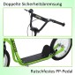 Παιδικό σκούτερ, σκούτερ πόλης, kick scooter, παιδικό kickboard με πνευματικά ελαστικά και χειρόφρενο, σκούτερ για παιδιά από 5 ετών, 16 ίντσες, πράσινο, 139 x 58 x 90-96 cm