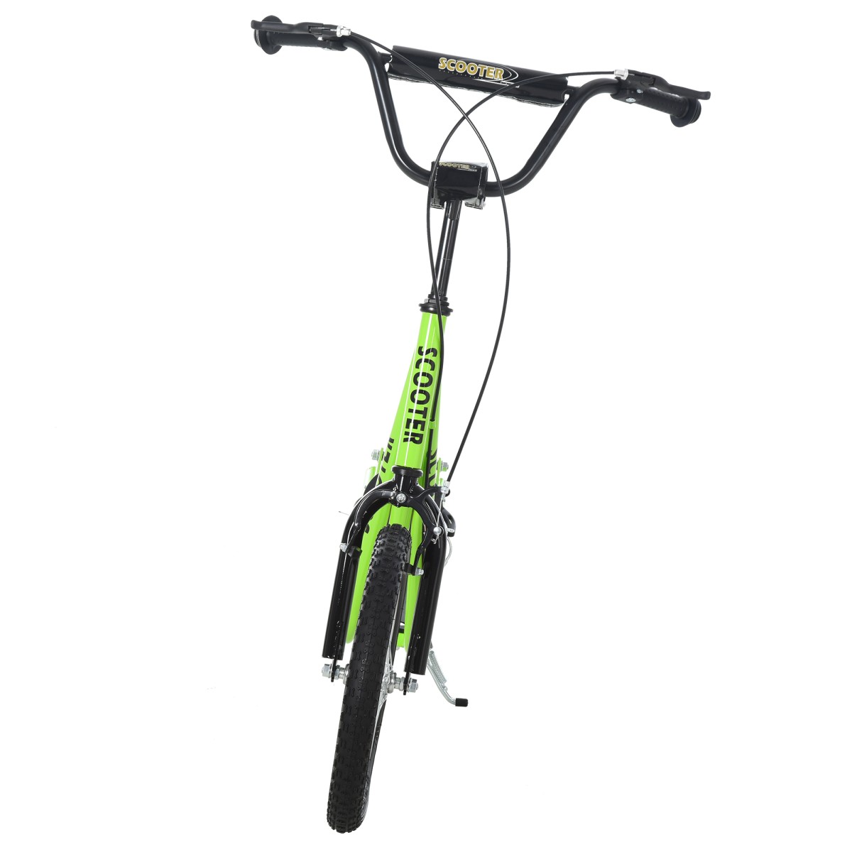 Παιδικό σκούτερ, σκούτερ πόλης, kick scooter, παιδικό kickboard με πνευματικά ελαστικά και χειρόφρενο, σκούτερ για παιδιά από 5 ετών, 16 ίντσες, πράσινο, 139 x 58 x 90-96 cm