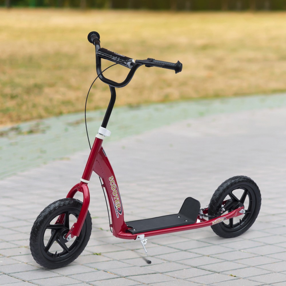 Παιδικό σκούτερ με πίσω φρένο kick scooter 12 ιντσών kick scooter πόλης για παιδιά kickboard ρυθμιζόμενο ύψος χάλυβα EVA κόκκινο 120 x 52 x 80-88 cm
