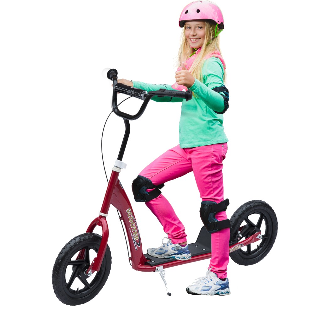 Παιδικό σκούτερ με πίσω φρένο kick scooter 12 ιντσών kick scooter πόλης για παιδιά kickboard ρυθμιζόμενο ύψος χάλυβα EVA κόκκινο 120 x 52 x 80-88 cm