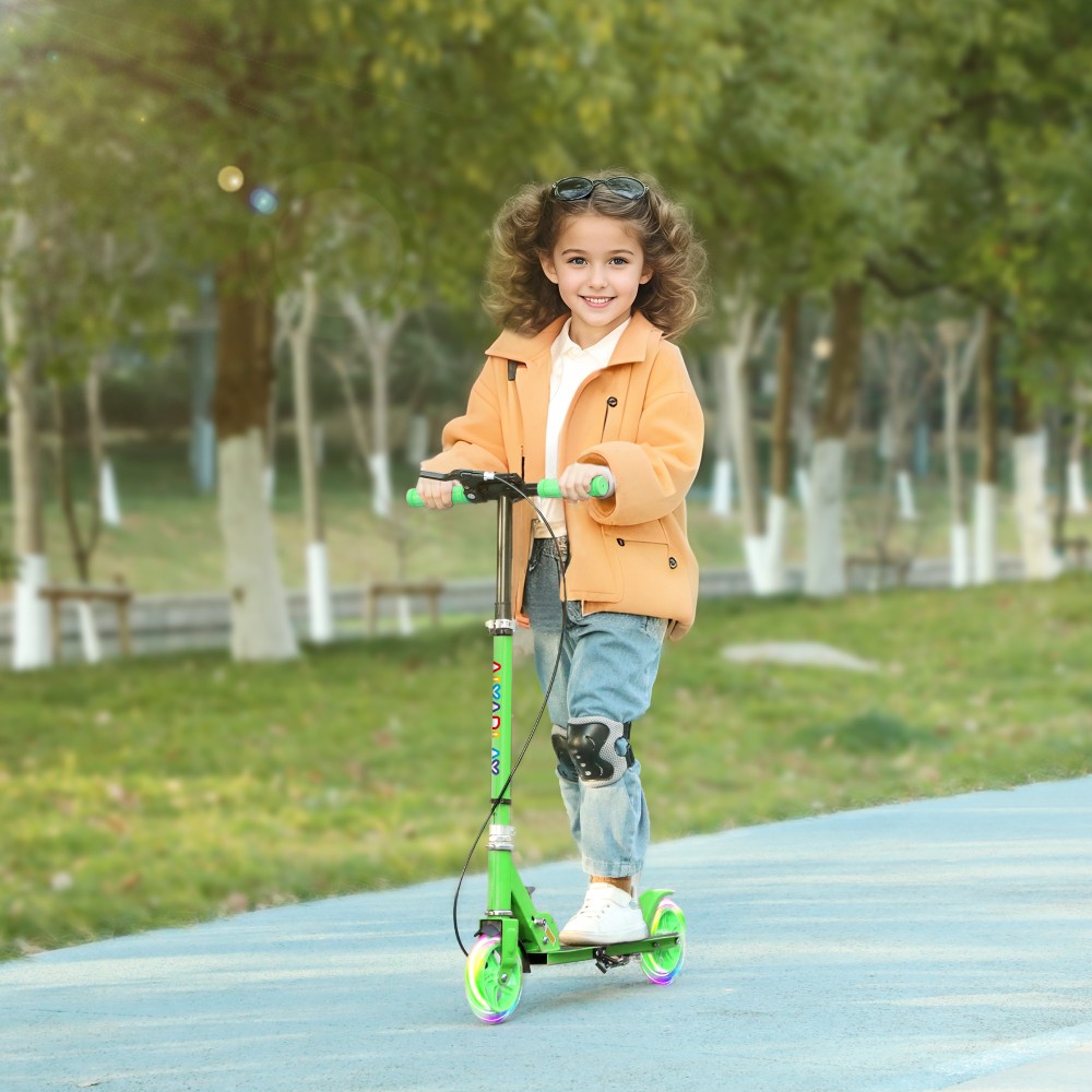 Παιδικό Scooter, Διπλά Φρένα, Μεταλλικός Σκελετός, Υποπόδιο, Πτυσσόμενο, 3-8 ετών, Πράσινο
