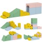 Σετ μαλακών δομικών στοιχείων για παιδιά, σετ υφασμάτινων μπλοκ 12 τεμαχίων, αφρός, κάλυμμα κορδονιού, πλενόμενο, παστέλ χρώμα