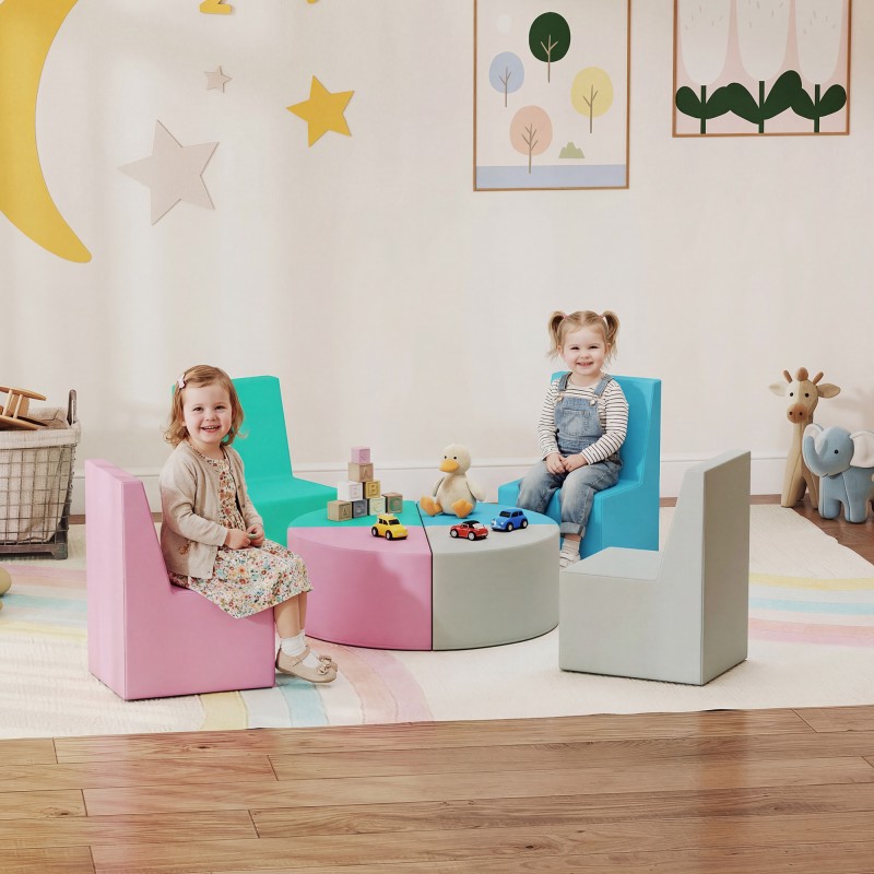 8 ΤΕΜ. Αφρώδεις δομικοί λίθοι μαλακοί δομικοί λίθοι για παιδιά με σχεδίαση τραπεζιού και καρέκλας αναρριχητικά δομικά στοιχεία από πολυχρωμία PU