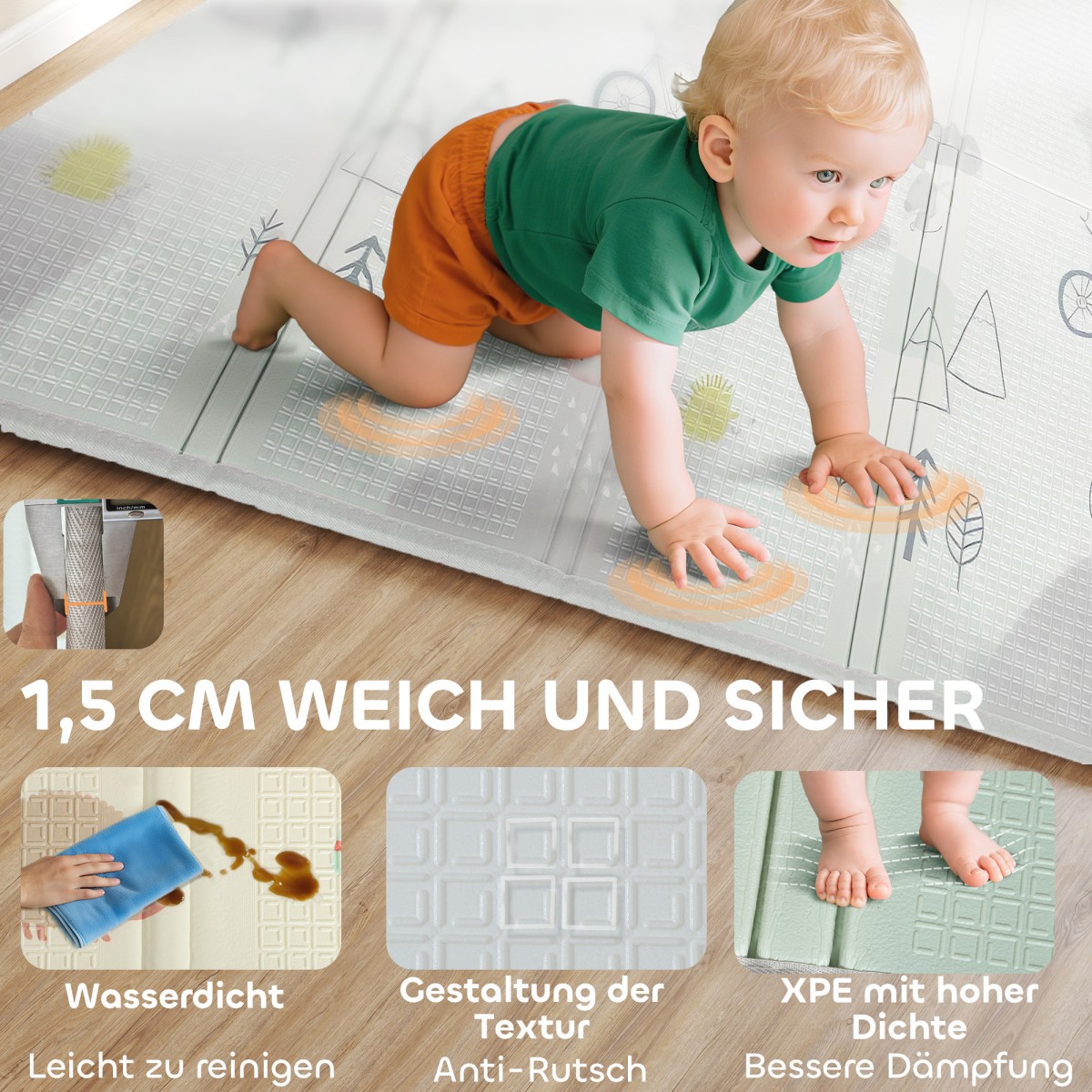 Baby Play Mat Animal Pattern Αφρός πάχους 1,5 cm Αντιολισθητική επένδυση