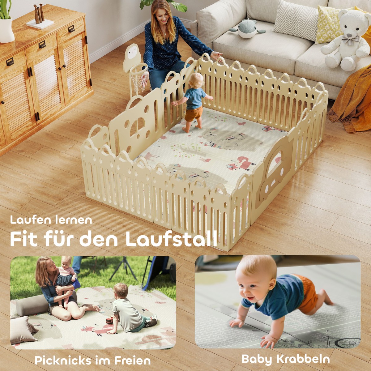 Baby Play Mat Animal Pattern Αφρός πάχους 1,5 cm Αντιολισθητική επένδυση