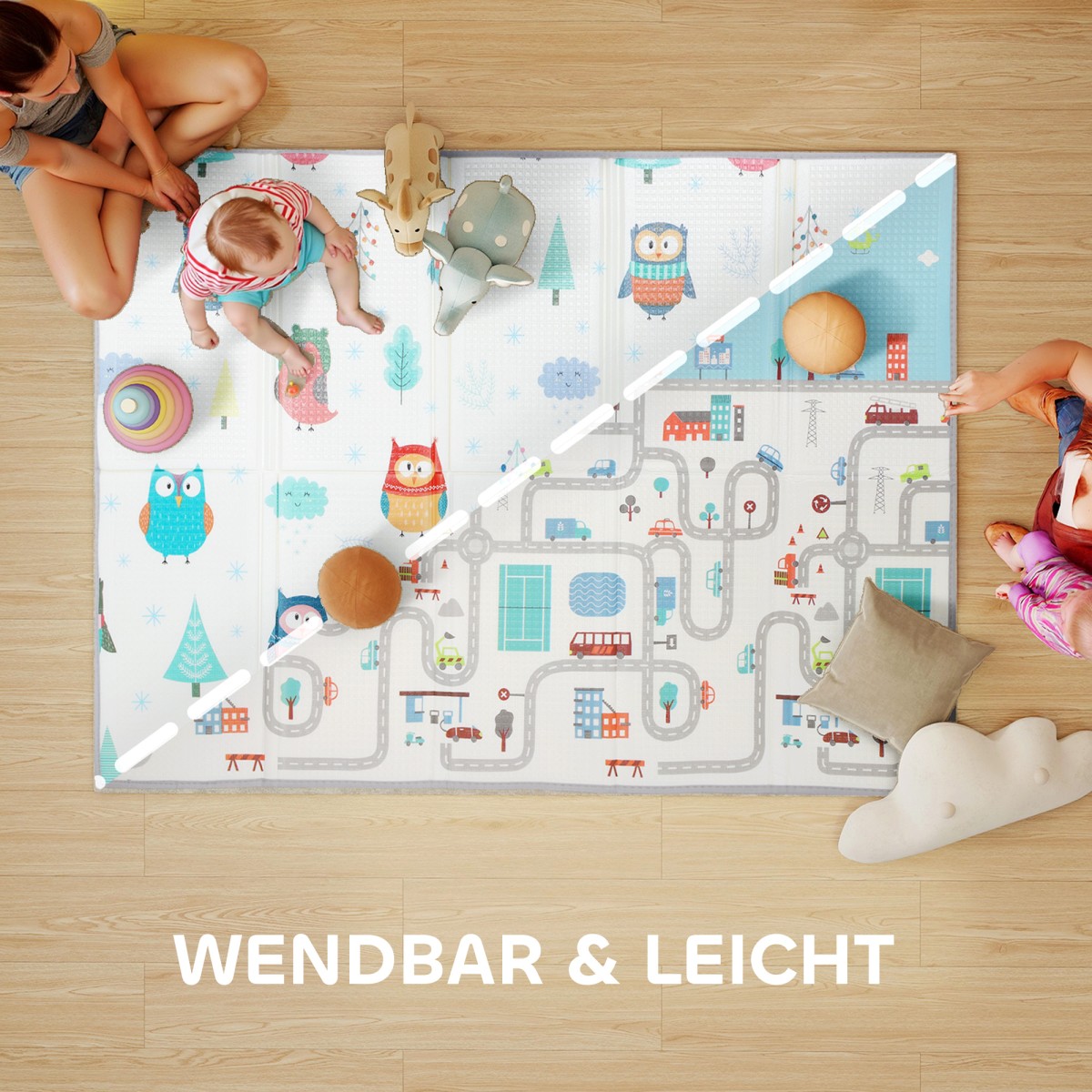 Baby Play Mat Animal Pattern Αφρός πάχους 1,5 cm Αντιολισθητική επένδυση