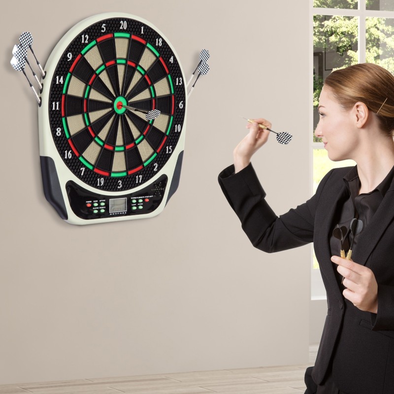 Ηλεκτρονική σανίδα βελών Dartboard με φωνητικά μηνύματα Οθόνες LED 6 βελάκια 24 κεφαλές βελών 18 παιχνίδια 159 παραλλαγές Μηχάνημα βελών Σετ βελάκια για έως και 8 παίκτες