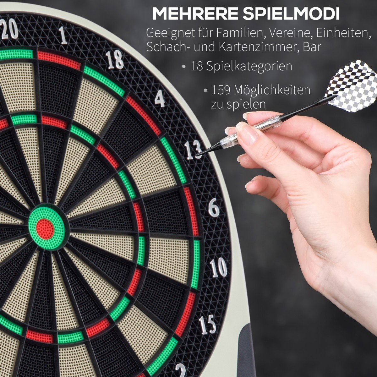 Ηλεκτρονική σανίδα βελών Dartboard με φωνητικά μηνύματα Οθόνες LED 6 βελάκια 24 κεφαλές βελών 18 παιχνίδια 159 παραλλαγές Μηχάνημα βελών Σετ βελάκια για έως και 8 παίκτες