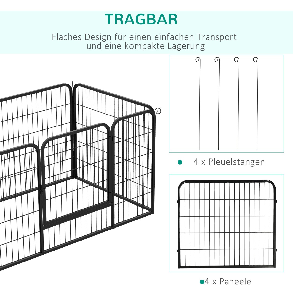 Πτυσσόμενο Puppy Run 1 Door 129cm x 84cm x 70cm Μαύρο