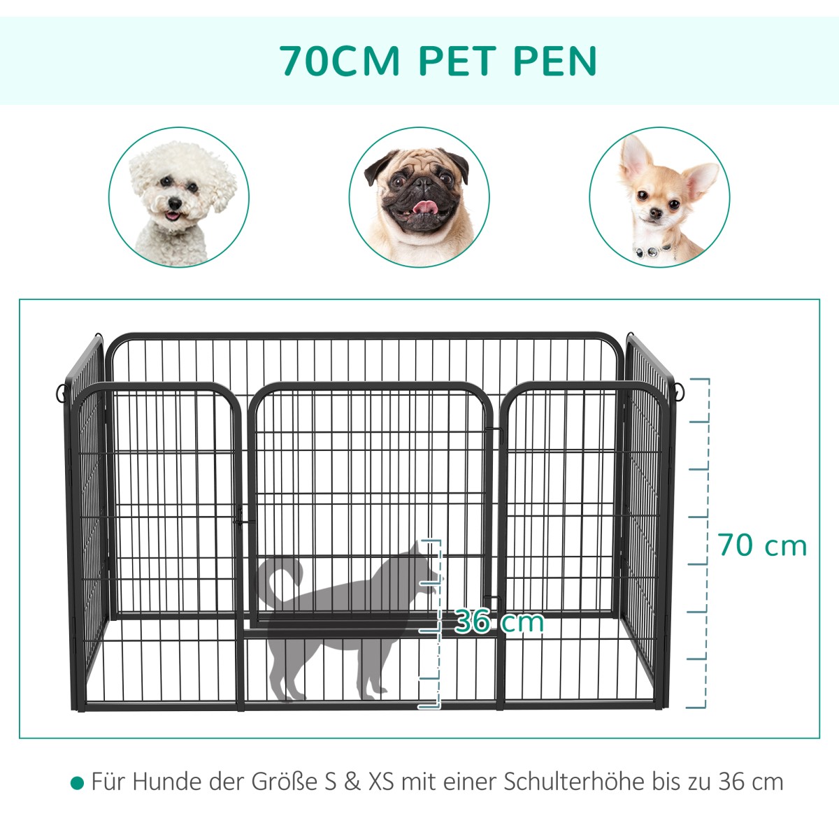 Πτυσσόμενο Puppy Run 1 Door 129cm x 84cm x 70cm Μαύρο
