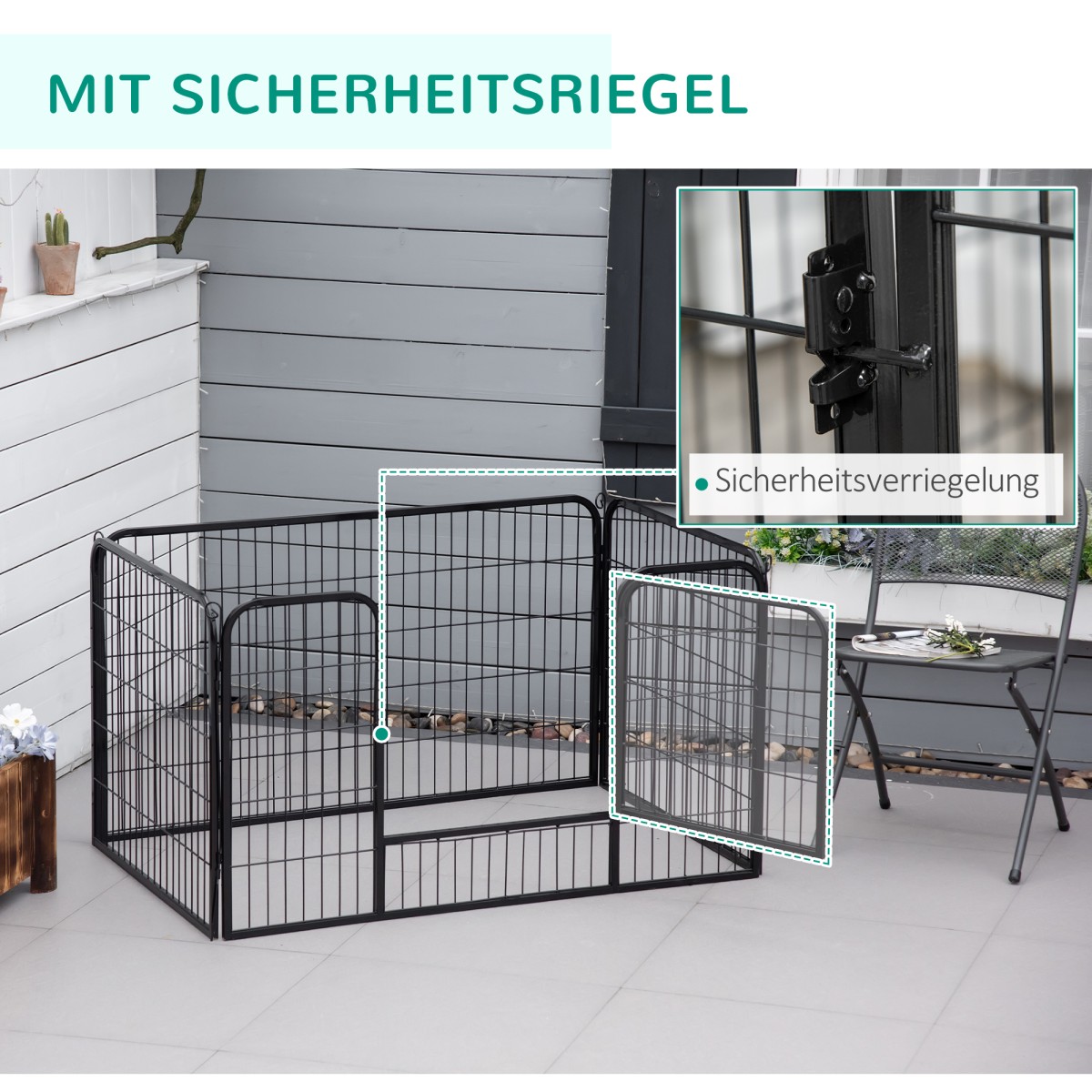Πτυσσόμενο Puppy Run 1 Door 129cm x 84cm x 70cm Μαύρο