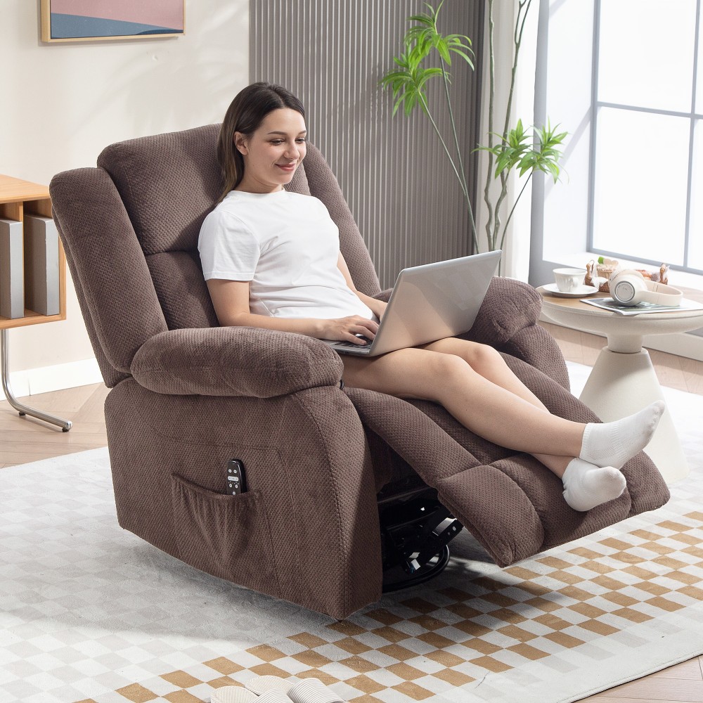 Καρέκλα μασάζ 8 σημεία κραδασμών 5 λειτουργίες οσφυϊκής θέρμανσης Ρυθμιζόμενη περιστρεφόμενη επενδυμένη καρέκλα καφέ