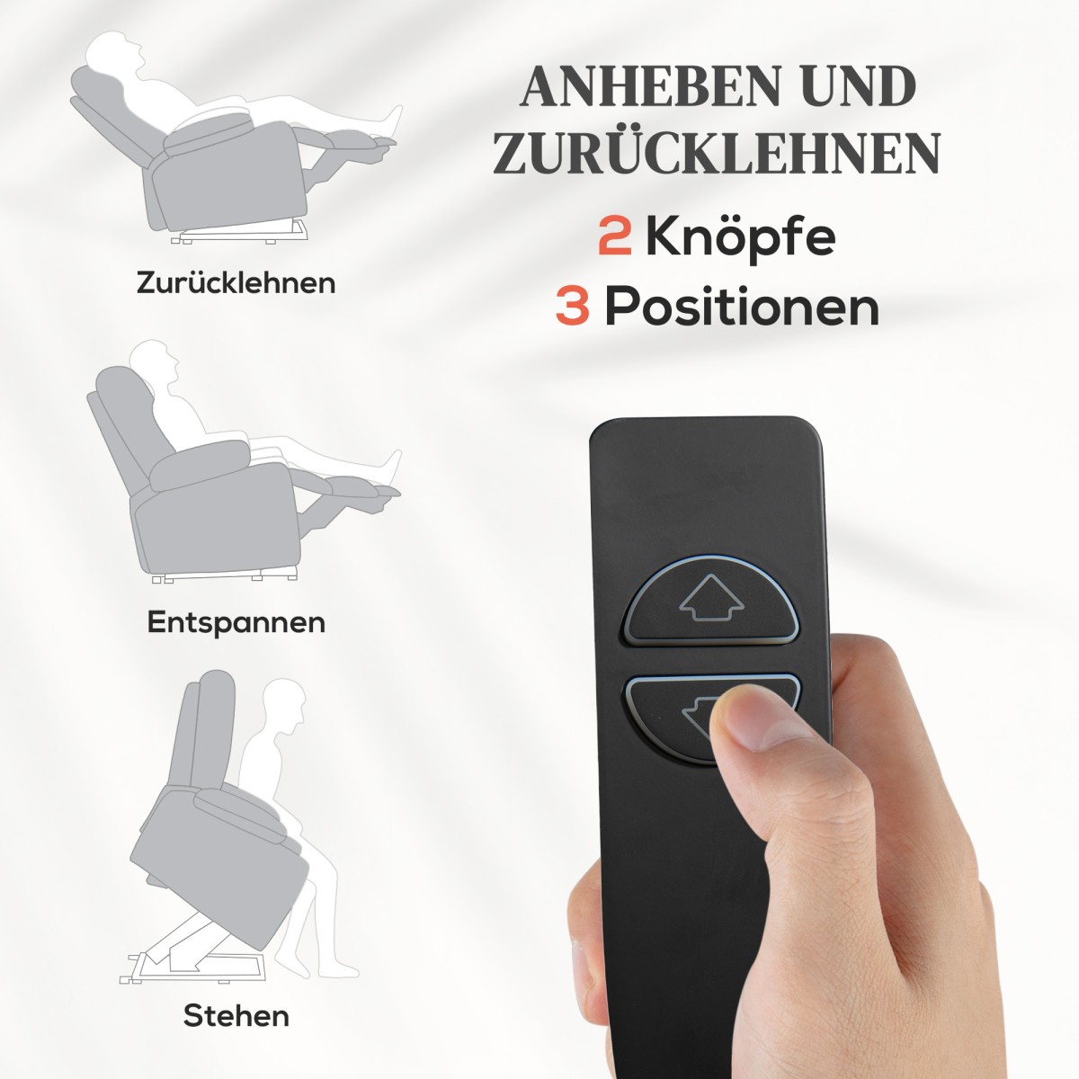 HOMCOM Πολυθρόνα ανύψωσης για ηλικιωμένους, λειτουργία ανάκλισης, με τηλεχειριστήριο, 144 cm x 91 cm x 88 cm, Ανοιχτό γκρι