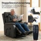 Καρέκλα Riser and Relax για ηλικιωμένους, Ηλεκτρική καρέκλα από συνθετικό δέρμα με διπλό κινητήρα, μαξιλάρι με πούπουλα, μαύρο
